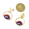 Evil Eye Handmade Glass Seed Beads Dangle Stud Earrings EJEW-MZ00371-5