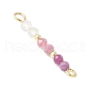 Faceted Round Natural Quartz Crystal & Ruby & Pink Tourmaline Beaded Connector Charms PALLOY-JF03530-09-2