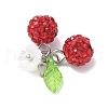 Handmade Polymer Clay Rhinestone Cherry Pendants PALLOY-JF03868-03-3