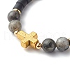 Natural Larvikite Beads Stretch Bracelets BJEW-JB06553-4