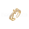 Brass Micro Pave Clear Cubic Zirconia Cuff Rings for Women FS-WG930D0-01-4
