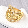 Brass Micro Pave Cubic Zirconia Adjustable Open Cuff Rings for Women RJEW-K292-07G-2