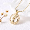 Flat Round with Santa Muerte Brass Micro Pave Cubic Zirconia Pendant Necklaces NJEW-S385-03B-G-1