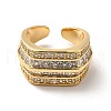 Clear Cubic Zirconia Multi Line Open Cuff Ring RJEW-C041-01G-2