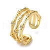 Rack Plating Brass Cubic Zirconia Open Cuff Rings RJEW-K249-18G-1