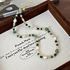 Natural Pearl & Natural Green Aventurine & Synthetic Malachite Beaded Necklaces for Women WX8119-1