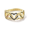 Real 18K Gold Plated Brass Micro Pave Cubic Zirconia Adjustable Rings RJEW-M170-04G-01-2