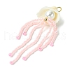 Natural Clam Shell & Glass Pearl & Glass Seed Beaded Big Pendants PALLOY-MZ00298-03-3