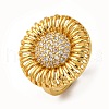 Brass Micro Pave Cubic Zirconia Cuff Rings RJEW-D323-03G-4