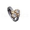 Flat Round Brass Micro Pave Clear Cubic Zirconia Finger Rings FS-WGBC030-01-5