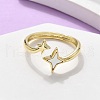 Brass Shell Cuff Rings for Women RJEW-C126-13G-2