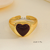 French Style S925 Sterling Silver Heart Cuff Ring for Women YF0840-4