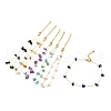 Natural Mixed Gemstone Chips Beaded Anklet with Vacuum Plating Golden 304 Stainless Steel Chains for Women AJEW-Z008-02-1