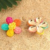 Flower Bohemia Style Raffia Grass Pendant Necklace & Stud Earrings Sets FS-WG35AAC-01-4