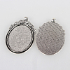 Tibetan Style Alloy Pendant Cabochon Settings X-TIBEP-N003-40AS-2