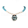 Leaf Alloy Enamel Pendant Necklaces for Women NJEW-JN05349-02-2