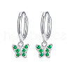 Elegant S925 Sterling Silver Butterfly Hoop Earrings BR6455-4-1