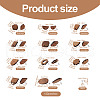 Fashewelry 22Pairs 11 Style Walnut Wood Stud Earring Findings MAK-FW0001-01-12