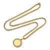 304 Stainless Steel Crystal Rhinestone Muslim Islamic Religion Flat Round Pendant Necklaces NJEW-P327-05G-4