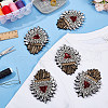 5Pcs Sacred Heart Plastic & Rhinestone Beading Appliques PATC-FG0001-79-4