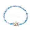 Glass Seed & Synthetic Turquoise Starfish Beaded Stretch Bracelet for Women BJEW-JB09709-02-1