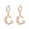 Moon Brass Micro Pave Cubic Zirconia Dangle Leverback Earrings EJEW-N058-10G-2