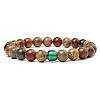 Natural Picasso Jasper Round Beaded Stretch Bracelets ZO4749-7-1