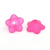 Chunky Magenta Transparent Frosted Flower Acrylic Beads X-PL560-14-1