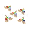 Brass Micro Pave Cubic Zirconia Charms KK-E068-VB434-4