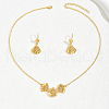 Elegant Hollow Fan Brass Necklace & Dangle Earrings Set RC4710-5