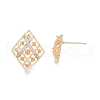 Brass Micro Pave Clear Cubic Zirconia Stud Earring Findings KK-T062-244G-3