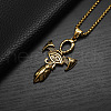 Egyptian Eye of Horus Ankh Cross 304 Stainless Steel Pendant Box Chain Necklaces for Men FS-WG917EC-02-3