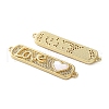 Brass Micro Pave Clear Cubic Zirconia Rectangle with Love Heart Connector Charms KK-U070-10G-2