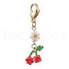 Cherry & Flower Glass Seed Beads Pendant Decoration HJEW-MZ00155-2