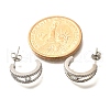 C-Shaped Brass Micro Pave Clear Cubic Zirconia Stud Earrings EJEW-C126-08P-5
