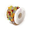 Brass Hexagonal Column Glass Seaded Beaded & Resin Round Beaded Link Chains CHC-G026-01C-3