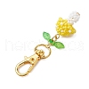 Handmade Glass Seed Mushroom with Acrylic Leaf Pendant Decorations HJEW-MZ00104-02-4