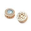Brass Light Sky Blue Glass Flat Round Multi-Strand Links KK-B125-17G-3