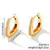 Retro Shiny Brass Clear Cubic Zirconia Trapezoid Hoop Earrings LY2718-1-4