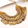 Tibetan Style Alloy Turkish Coin Tassel Chunky Bib Necklaces for Women FS-WG4760A-02-4