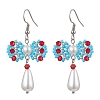 Handmade Glass Seed & Acrylic Beads Bowknot Dangle Earrings EJEW-MZ00298-02-1