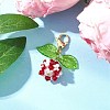 Flower Acrylic & Glass Pearl Pendant Decorations HJEW-MZ00219-3
