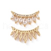 Brass Pave Clear Cubic Zirconia Connector Charms KK-E068-VC479-1