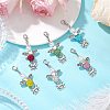 6Pcs 6 Colors Angel & Butterfly Alloy Beaded & Polymer Clay Pave Rhinestone Beaded Pendant Decoration HJEW-TA00339-1