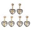 3Pair Brass Glass Dangle Stud Earrings EJEW-JE06403-01-2