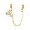 Brass Pave Clear Cubic Zirconia European Safety Chains with Charms KK-L236-16C-G-1