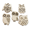 10Pcs Hollow Unfinished Wood Owl Shaped Cutouts WOCR-PW0003-08-3