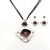 Rhombus Alloy Enamel Stud Earrings & Pendant Necklaces Sets FS-WGC3B96-05-2