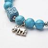 Natural Lava Rock Stretch Bracelets BJEW-K142-D01-2