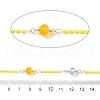 Brass Hexagonal Column Glass Seaded Beaded & Resin Round Beaded Link Chains CHC-G026-01H-2